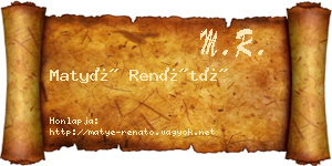 Matyé Renátó névjegykártya